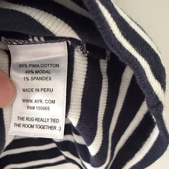 AYR Navy & White Striped Long Sleeve Top - Picture 4 of 4